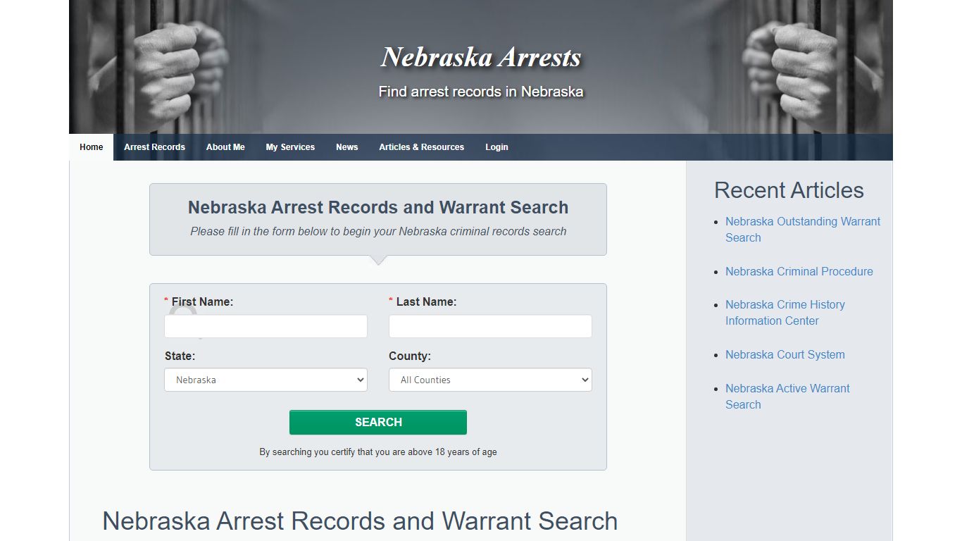Nebraska Arrest Records and Warrant Search